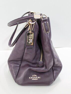 PRISTINE NWOT Coach Large Edie Shoulder Bag-Dark Purple Plum with Gold Hardware